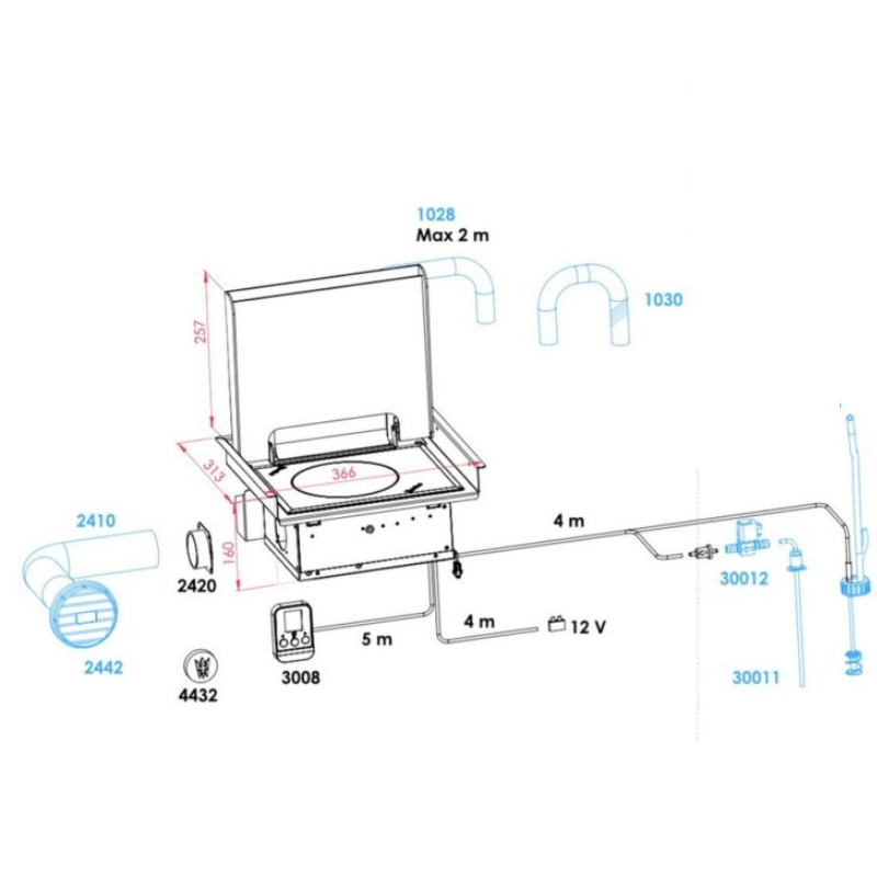 Wallas 600 FF : Poêle chauffage diesel encastré 2 000 W sans gaz