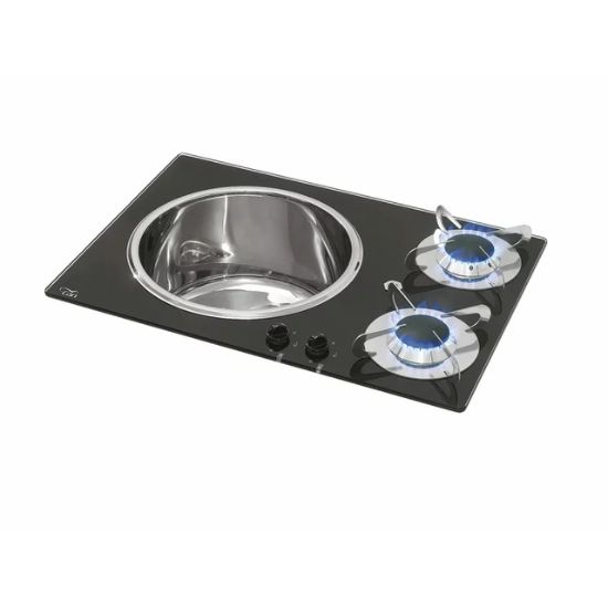 Combiné cuisinière-évier 2 feux allumage gaz