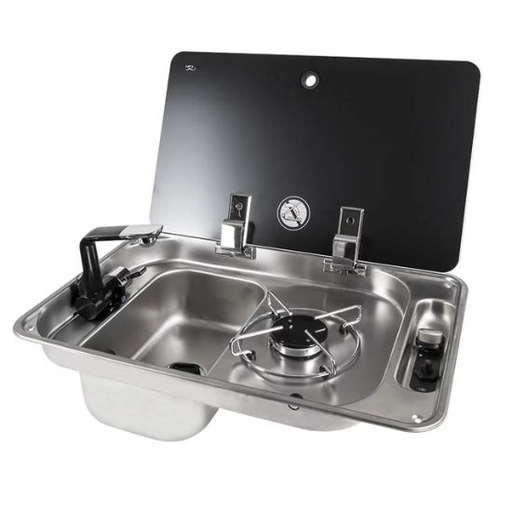 [77699] Table de cuisson gaz 1 brûleur encastrable et évier combiné