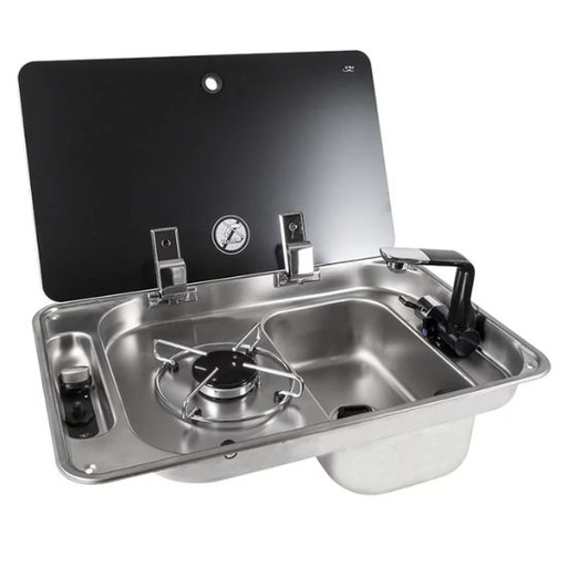 [77623] Petite table de cuisson gaz encastrable avec évier à droite